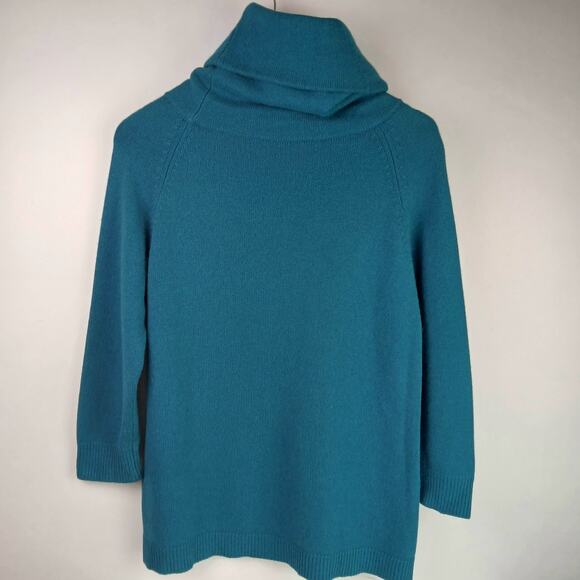 Theory SZ S 100% Cashmere Cowl Neck Sweater In Royal Green - Picture 4 of 5